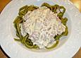 Gr&uuml;ne Nudeln mit K&auml;se - Sahne - Sauce
