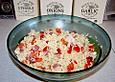 Reissalat mit Salami und Paprika
