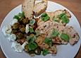 Putensteaks und Mozzarella mit Kaffee - Oliven - Sirup