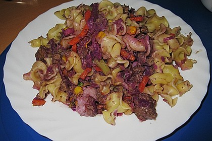 Rotkohl - Hack - Nudeln 1