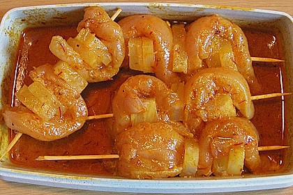 Curry - Ananas - H&auml;hnchen - Spie&szlig;e