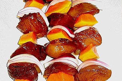 Papaya - Hähnchen - Spieße für den Grill