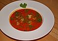 Paprika-Tomaten Suppe mit Fisch