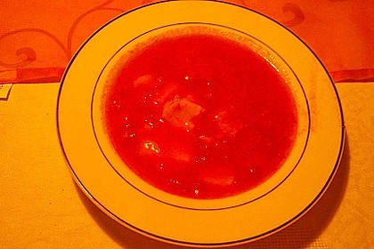 Paprika-Tomaten Suppe mit Fisch 1