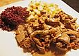 Hirschschnitzel mit Steinpilzen in Cognacrahmsauce