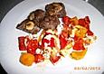 Marinierte Lammsteaks auf Paprika - Zwiebel - Gem&uuml;se