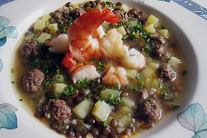 Schrats feines Surf - and - Turf - Linsens&uuml;ppchen