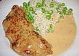 Gef&uuml;llte Schnitzel vom Schwein mit Rahmsauce