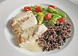 Rotbarschfilet natur gebraten, an einer Mascarponesauce
