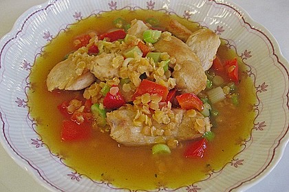 Gefl&uuml;gelsuppe mit roten Linsen 3