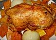 Zitronenhuhn mit Butternut - K&uuml;rbis und Zwiebeln