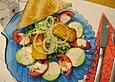 Gebratener Schafsk&auml;se auf griechischem Salat