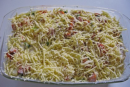 Kartoffel - Kohlrabi - Auflauf mit gekochtem Schinken 11