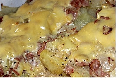 Kartoffel - Kohlrabi - Auflauf mit gekochtem Schinken 2