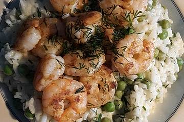 Reissalat mit Shrimps