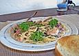 Spaghetti mit Shrimps - Spinat - Sahnesauce