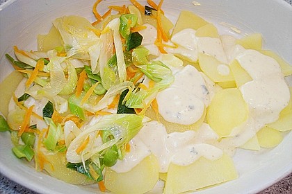 Kartoffelauflauf mit Lauch, Hackb&auml;llchen und Gorgonzola 2