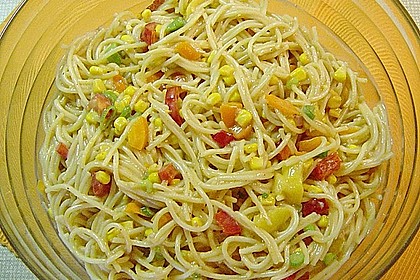 Spaghetti - Salat mit Mango - Chutney