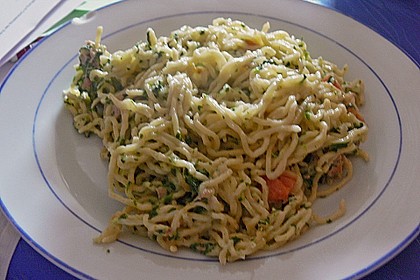 Nudeln mit Spinat - Thunfisch - Sauce 2