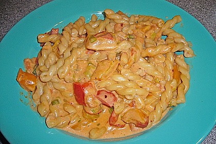 Spaghetti in cremiger Paprika - Tomaten - Frühlingszwiebel - Sauce 30