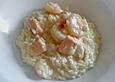 Risotto mit Garnelen, Lachs und Sahne