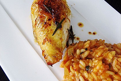 Kr&auml;uter - Fenchel - Risotto mit knusprigem H&uuml;hnerschenkel 2