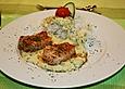 Schweinemedaillons auf Zucchini - Frischk&auml;se -  Sauce