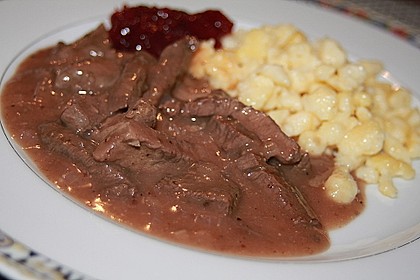 Rindergeschnetzeltes an Johannisbeer - Senfsauce 6