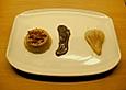 Amarettopudding mit Schokoladensauce und gratinierten Birnen