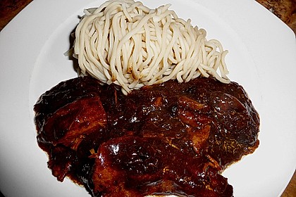 Poularde in Pflaumenweinsauce