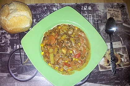 Linsen-Gemüse-Kartoffel-Topf mit Putenfleisch 4