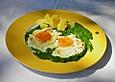 Spinat, Spiegelei und Salzkartoffeln