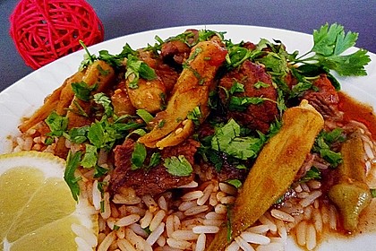 Marokkanisches Rindsragout mit Okraschoten