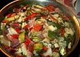 Fischsuppe mit scharfem Tomaten - Topping