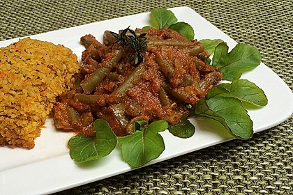 Grüne Bohnen in Tomatensauce, libanesisch 2