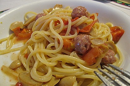 Linguine mit Hackb&auml;llchen und Pilzrahmsauce 3