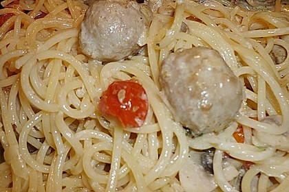 Linguine mit Hackb&auml;llchen und Pilzrahmsauce 6