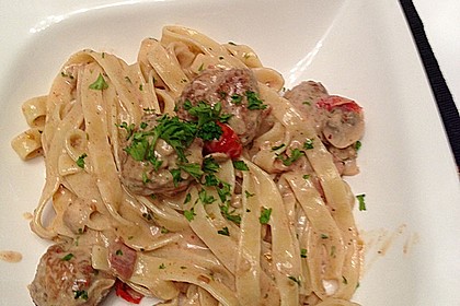 Linguine mit Hackb&auml;llchen und Pilzrahmsauce 9