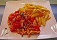 Schupfnudeln mit Paprika - H&auml;hnchenso&szlig;e