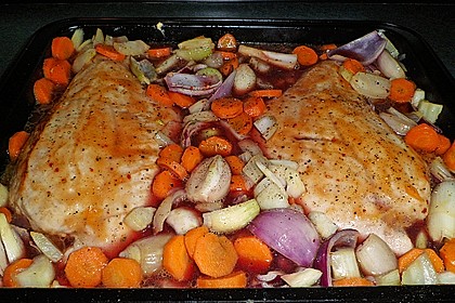 Putenbraten in Schalottenso&szlig;e an Wirsinggem&uuml;se