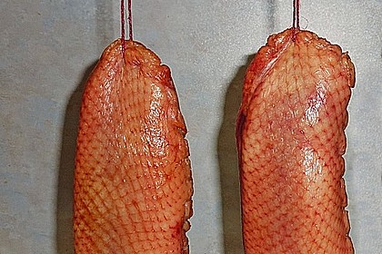 Hobbykos geräucherte Gänsebrust im Vakuum gepökelt. 1
