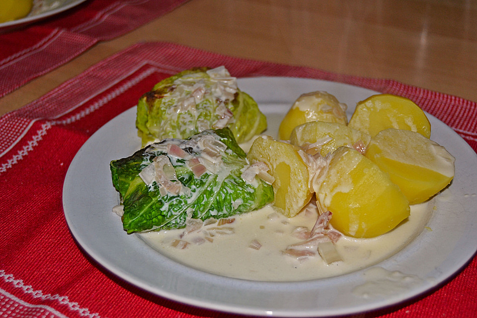 Wirsing - Fisch - Rouladen (Rezept mit Bild) von Kartoffelsalat ...