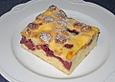 Kirsch - Pfirsich - Blechkuchen mit Amarettini - Schmandguss