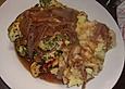 H&auml;hnchenbruststreifen im Kr&auml;utermantel an Rotwein - Schalottensauce