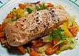 Sanft gegarter Lachs auf M&ouml;hren - Orangen - Fenchel - Gem&uuml;se