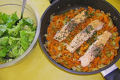 Sanft gegarter Lachs auf Möhren - Orangen - Fenchel - Gemüse 10