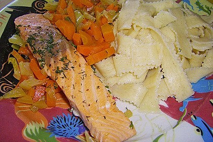 Sanft gegarter Lachs auf Möhren - Orangen - Fenchel - Gemüse 7