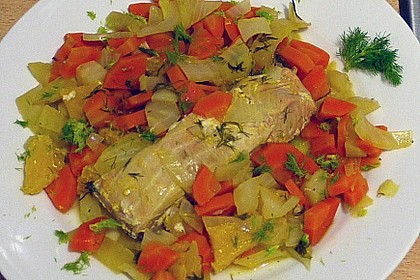 Sanft gegarter Lachs auf Möhren - Orangen - Fenchel - Gemüse 13