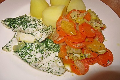 Sanft gegarter Lachs auf Möhren - Orangen - Fenchel - Gemüse 5