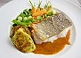 Skreifilet mit M&ouml;hren - Dillsauce, buntem Gem&uuml;se und Kr&auml;uterkartoffelpl&auml;tzchen